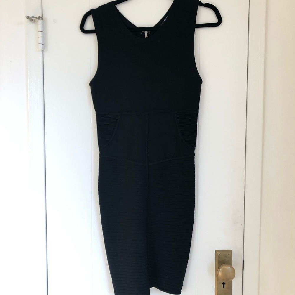 BCBG LHL body con little black cocktail dress.